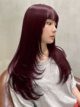 ロンド ジュルード 名古屋(Lond jeloud) ワインレッド×レイヤーの超可愛いハイトーンスタイル