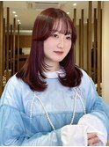 レイヤーカット／ブリーチなし・ワンカラー暖色カラー
