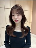 韓国　くびれ巻き　レイヤーカット　マロンベージュ