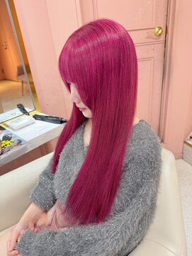 チェリーレッド/レッドカラー/派手髪/ブリーチカラー/ロング