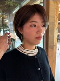 ハンサムショート/カーキアッシュ/長めバング/20代30代