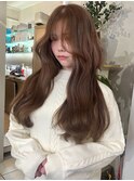 ゆるふわ波巻きロング×ブリーチなしミルクティーベージュ