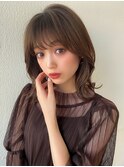 大人かわいい 2wayバング レイヤーカット グレーベージュ