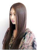 コスメ縮毛矯正 ブラウンストレートロングヘア