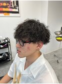 ツイストスパイラルパーマツーブロックメンズマッシュパーマ