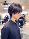 大人ハンサムマッシュウルフ/インナーカラー/ブルーグレージュ