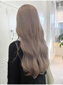 韓国ヘア顔周りレイヤー暗めミルクティーベージュグレージュ