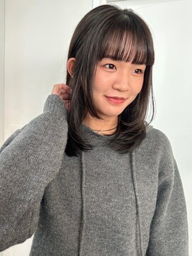 パークヘア 天神大名(parc hair) ダークグレージュ　透明感カラー　レイヤーカット　フルバング