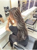 ハイライトカラーくびれヘアアプリコットオレンジ