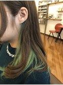 【Niji hair:make】エメラルドインナーグリーンカラー