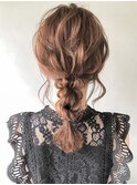 結婚式三つ編みヘアアレンジハーフアップ二次会表参道#97_0918