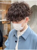 波巻きパーマメンズパーマメンズヘアツーブロックツイストパーマ