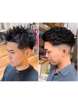 大人男性もニュアンスパーマやスパイキーショートで魅力UP！眉毛カット・ヘッドスパもお任せください