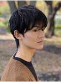 メンズマッシュショートウルフアッシュニュアンスパーマ20代30代