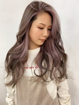 ヘアースタジオ ゼン カロン(Hair studio Zen kalon) ミディアムレイヤーカット/ピンクミルクティーベージュ30代40代
