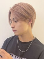 サンクマーケット 渋谷(cinq MARKET)&nbsp;韓国メンズピンクベージュミルクティーカラーセンターパートヘア