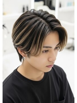 バース 梅田中崎町店(BIRTH) ハイライトバレイヤージュミルクティーカラーメンズサロン