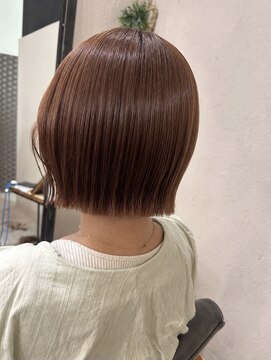 ラブヘアーグリーン(LOVEHAIRGREeN) オレンジブラウン×ぱつんとボブ