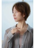 小顔ショートボブ×くすみベージュ×ウルフボブ/西新井クレドs