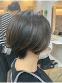 大人可愛い20代30代40代黒髪前下がりショートボブ丸みショート◎