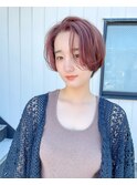 ピンクベージュ×ハンサムショート