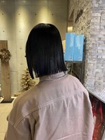 アチーブ ヘア デザイン(achieve hair design)&nbsp;ナチュラルダークカラー切りっぱなし外ハネミディ透明感