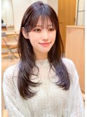 大人可愛いワンカールレイヤーロング姫カット前髪カット前髪あり