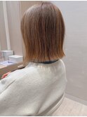 外ハネボブ絶壁ダブルカラーオリーブベージュアラフィフ似合わせ