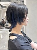 ネイビーブルー/インナーカラー/マッシュウルフ/ミニウルフ