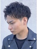 ☆爽やか黒髪アップバングナチュラルパーマ
