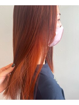 ハウリーヘアアンドスパ(HAURY hair&spa) イヤリングカラー×オレンジ