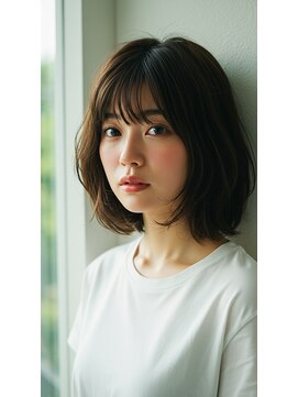 コトナ 越谷店 越谷で人気ミディアムカット×透明感カラー×チャコールグレー