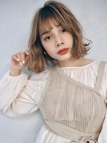 カナン 銀座(CANAAN)&nbsp;ハイトーンカラー アプリコットベージュ 切りっぱなしボブ