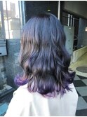 根元はダークグレージュ☆　毛先はバイオレットの”裾カラー”♪