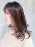 ピンクベージュレイヤー_耳かけウェーブパーマ_ba282822
