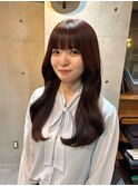 顔周りカット/ピンクブラウン/韓国ヘア/前髪