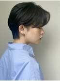 ハンサムショートパーマニュアンスパーマ黒髪耳かけ10代20代