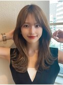 2wayバング シャギーレイヤー　シースルー  くびれヘア