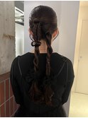ヘアアレンジ　ヘアセット　編みおろし　丸の内　結婚式　栄