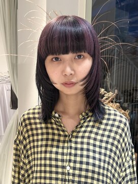 エルム 原宿 表参道(yelm) ブリーチデザインカラーハイライトパープルフェイスレイヤー