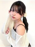 黒髪 艶髪 顔周りレイヤー ヘアセット前髪カット 20代