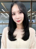 透明感アッシュ系レイヤーカット韓国風