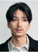 難波ニュアンスパーマセンターパートフェザーパーマ毛流れパーマ