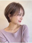 秋カラーブリーチなし艶グレージュレイヤーショートボブp北浦和