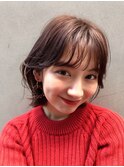 伸ばしかけウルフ♪ピンクブラウン