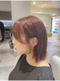 切りっぱなしボブ/ピンクブラウン