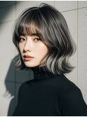 外ハネボブ40代タッセルボブグラデーションカラーヘアカラー