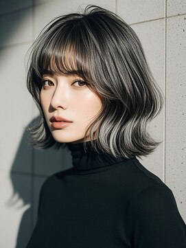 エイチ ウルフカット 大阪梅田(811) 外ハネボブ40代タッセルボブグラデーションカラーヘアカラー