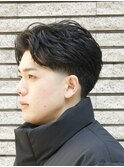短髪フェード+フェザーパーマ