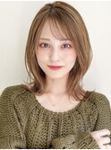 モテ髪青髪結べるボブワンカールグレージュカラー斜めバング
